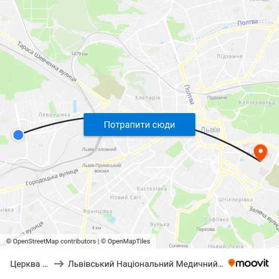 Церква Вознесіння to Львівський Національний Медичний Університет Імені Данила Галицького map
