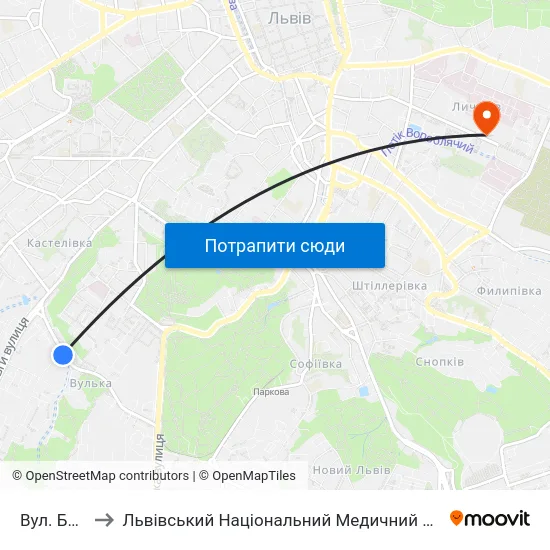 Вул. Бойківська to Львівський Національний Медичний Університет Імені Данила Галицького map