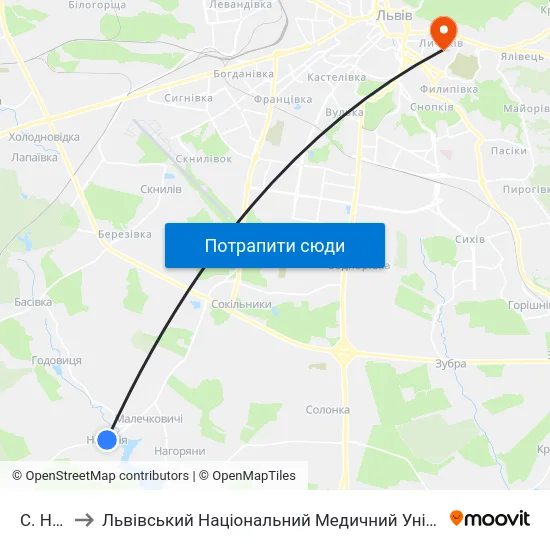 С. Наварія to Львівський Національний Медичний Університет Імені Данила Галицького map