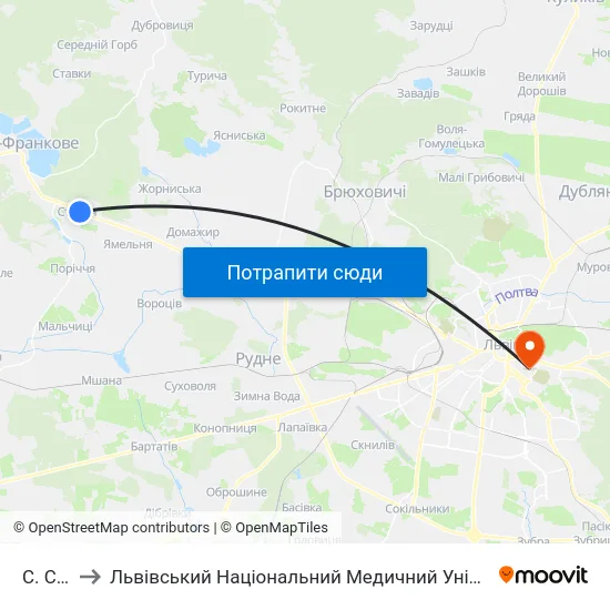С. Страдч to Львівський Національний Медичний Університет Імені Данила Галицького map