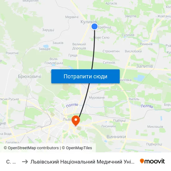 С. Надичі to Львівський Національний Медичний Університет Імені Данила Галицького map