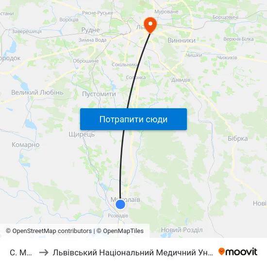 С. Миколаїв to Львівський Національний Медичний Університет Імені Данила Галицького map
