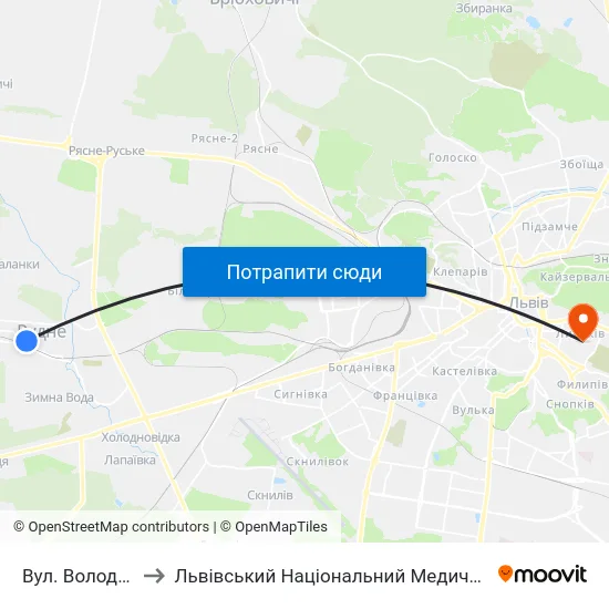Вул. Володимира Великого to Львівський Національний Медичний Університет Імені Данила Галицького map
