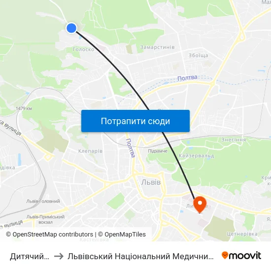 Дитячий Диспансер to Львівський Національний Медичний Університет Імені Данила Галицького map