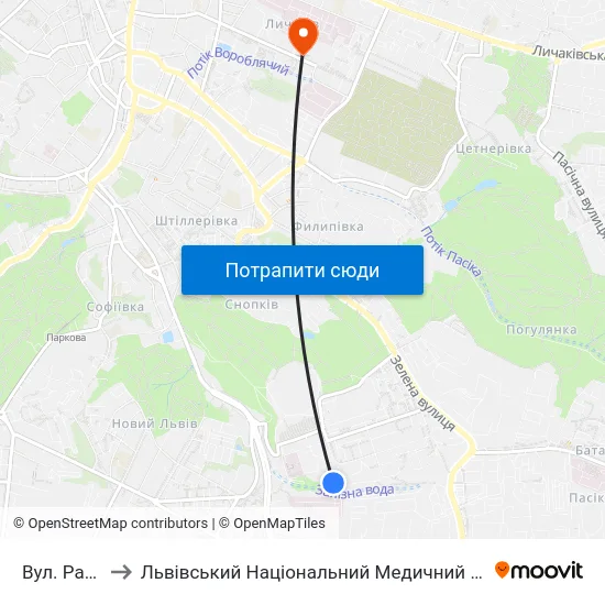Вул. Раковського to Львівський Національний Медичний Університет Імені Данила Галицького map