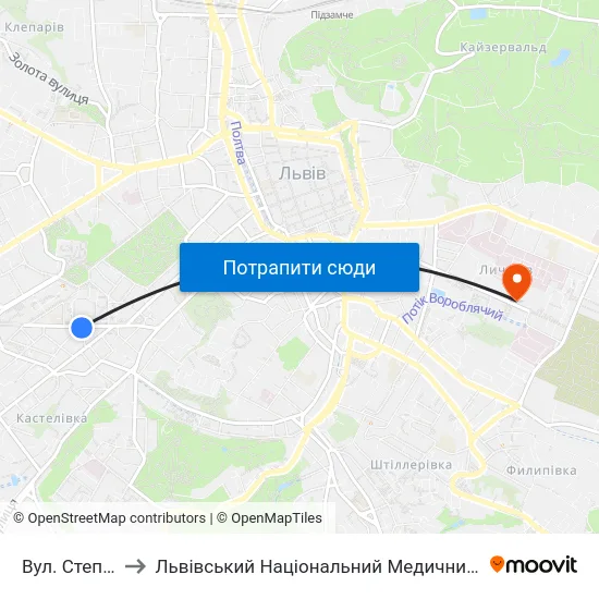 Вул. Степана Бандери to Львівський Національний Медичний Університет Імені Данила Галицького map