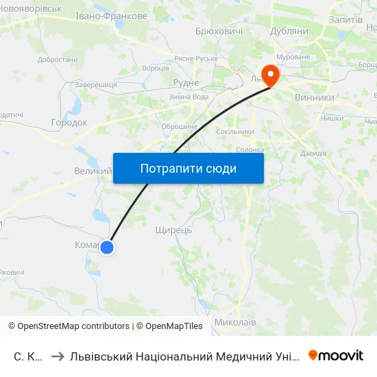 С. Кліцько to Львівський Національний Медичний Університет Імені Данила Галицького map