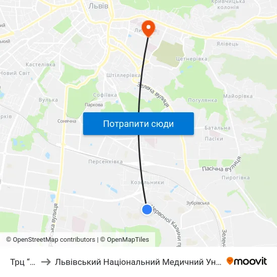 Трц “Шувар” to Львівський Національний Медичний Університет Імені Данила Галицького map
