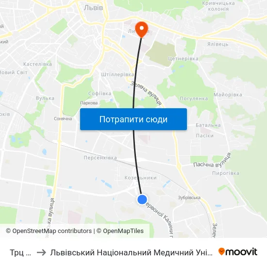 Трц Шувар to Львівський Національний Медичний Університет Імені Данила Галицького map
