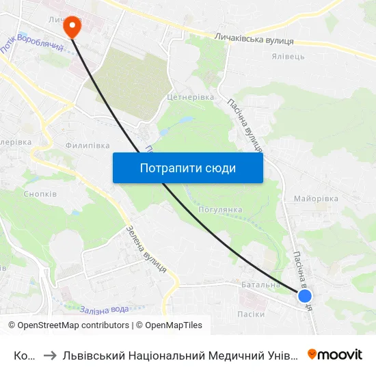 Коледж to Львівський Національний Медичний Університет Імені Данила Галицького map