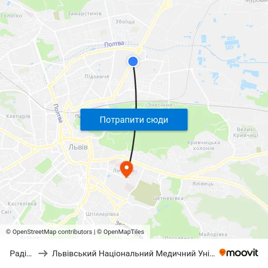 Радіоринок to Львівський Національний Медичний Університет Імені Данила Галицького map