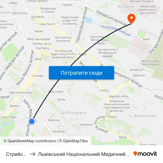 Стрийський Парк to Львівський Національний Медичний Університет Імені Данила Галицького map