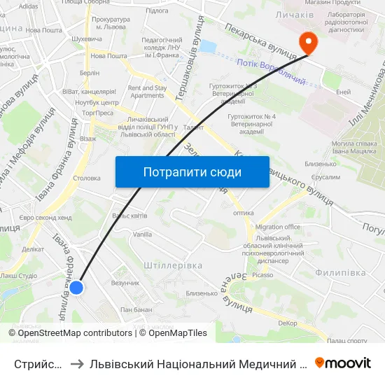 Стрийський Парк to Львівський Національний Медичний Університет Імені Данила Галицького map