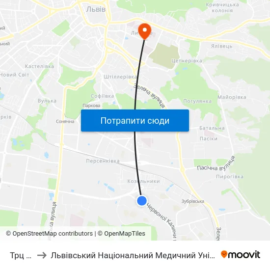 Трц Шувар to Львівський Національний Медичний Університет Імені Данила Галицького map