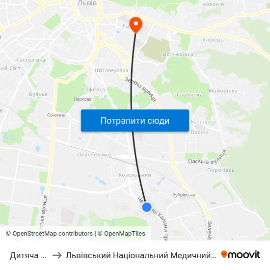 Дитяча Поліклініка to Львівський Національний Медичний Університет Імені Данила Галицького map