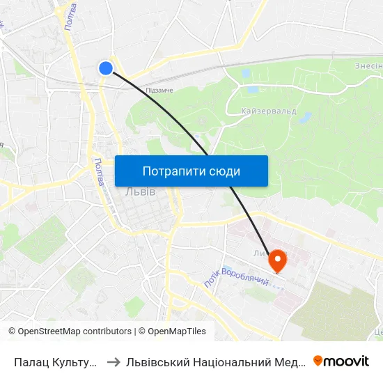 Палац Культури Ім. Гната Хоткевича to Львівський Національний Медичний Університет Імені Данила Галицького map