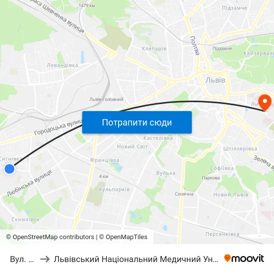 Вул. Патона to Львівський Національний Медичний Університет Імені Данила Галицького map