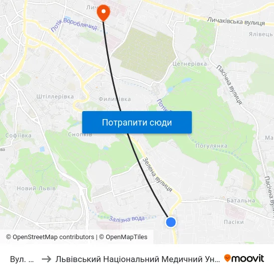 Вул. Бузкова to Львівський Національний Медичний Університет Імені Данила Галицького map