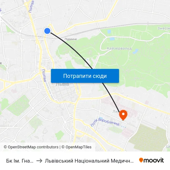 Бк Ім. Гната Хоткевича to Львівський Національний Медичний Університет Імені Данила Галицького map
