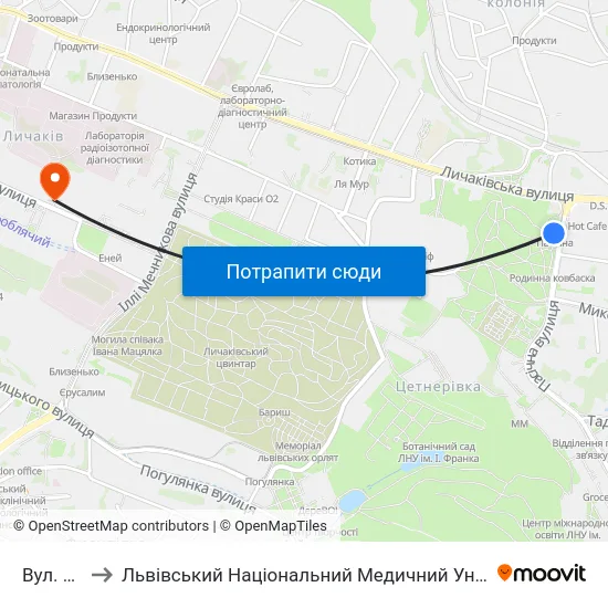 Вул. Пасічна to Львівський Національний Медичний Університет Імені Данила Галицького map