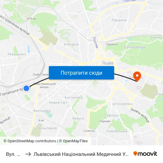 Вул. Народна to Львівський Національний Медичний Університет Імені Данила Галицького map