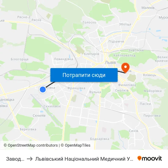 Завод "Лорта" to Львівський Національний Медичний Університет Імені Данила Галицького map