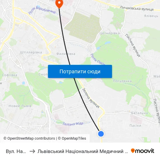Вул. Навроцького to Львівський Національний Медичний Університет Імені Данила Галицького map