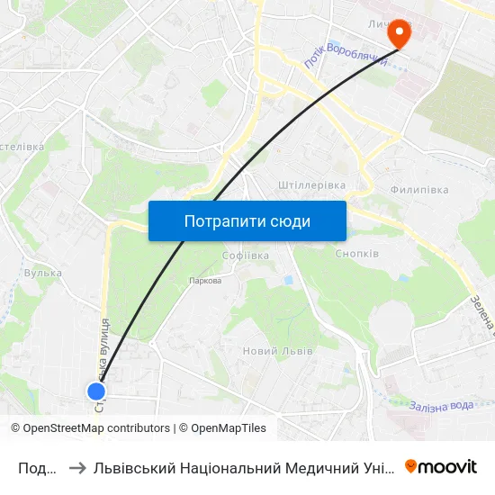 Податкова to Львівський Національний Медичний Університет Імені Данила Галицького map