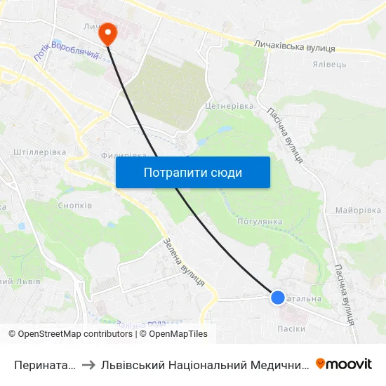 Перинатальний Центр to Львівський Національний Медичний Університет Імені Данила Галицького map