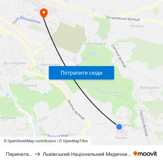 Перинатальний Центр to Львівський Національний Медичний Університет Імені Данила Галицького map