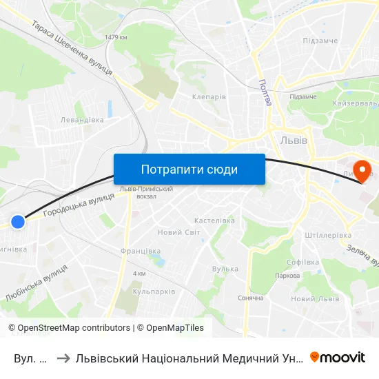 Вул. Вівсяна to Львівський Національний Медичний Університет Імені Данила Галицького map