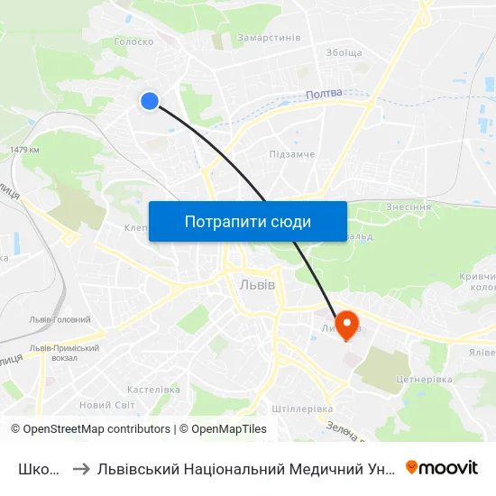 Школа №23 to Львівський Національний Медичний Університет Імені Данила Галицького map