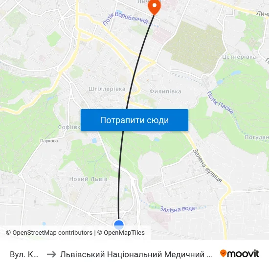 Вул. Карбишева to Львівський Національний Медичний Університет Імені Данила Галицького map