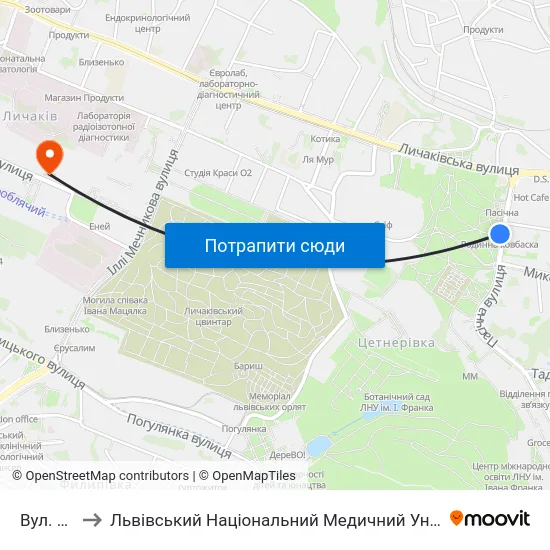 Вул. Пасічна to Львівський Національний Медичний Університет Імені Данила Галицького map