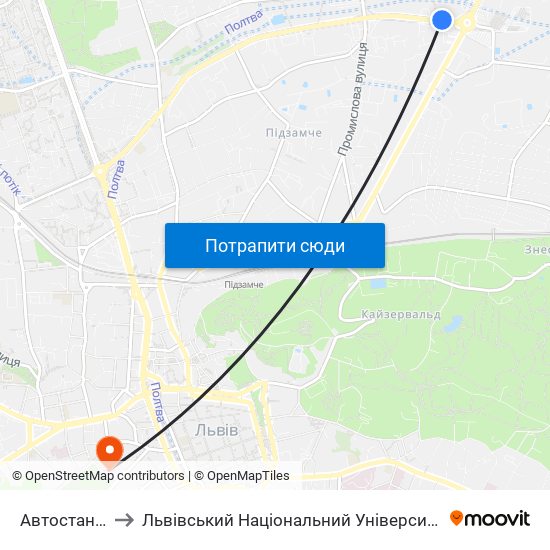 Автостанція №2 to Львівський Національний Університет Ім. Івана Франка map