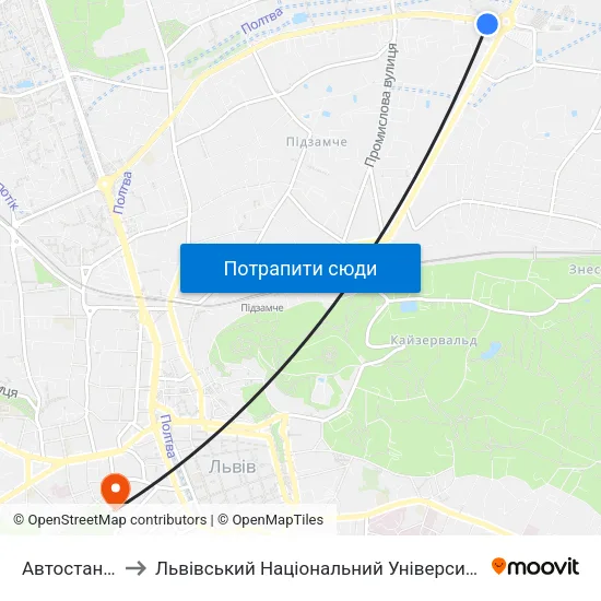Автостанція №2 to Львівський Національний Університет Ім. Івана Франка map