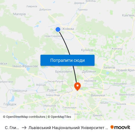 С. Глинськ to Львівський Національний Університет Ім. Івана Франка map