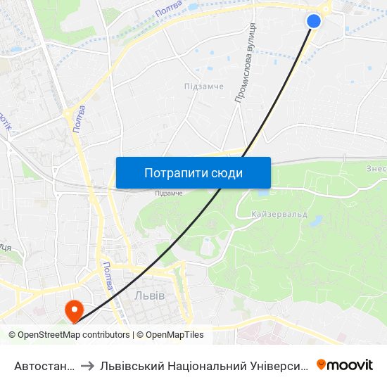 Автостанція №2 to Львівський Національний Університет Ім. Івана Франка map