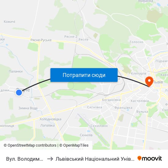 Вул. Володимира Великого to Львівський Національний Університет Ім. Івана Франка map