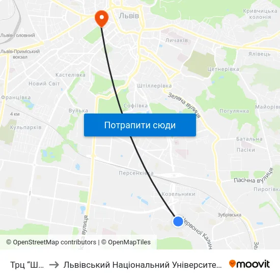 Трц “Шувар” to Львівський Національний Університет Ім. Івана Франка map
