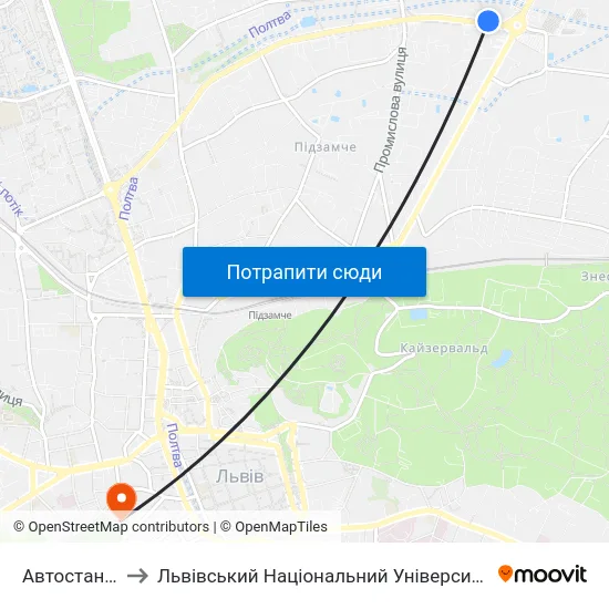 Автостанція №2 to Львівський Національний Університет Ім. Івана Франка map