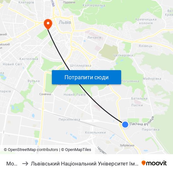 Модем to Львівський Національний Університет Ім. Івана Франка map