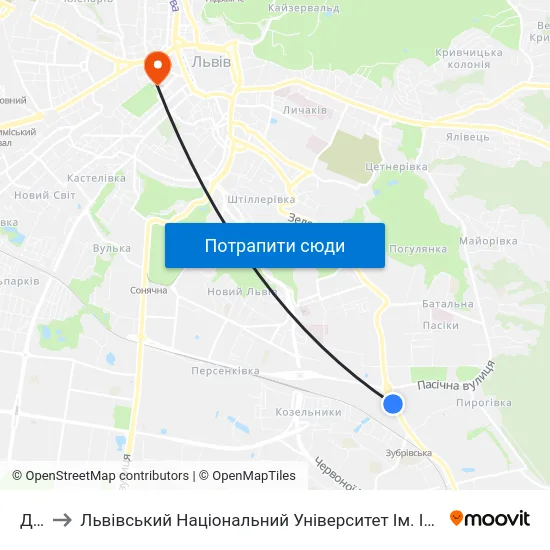 Дбк to Львівський Національний Університет Ім. Івана Франка map