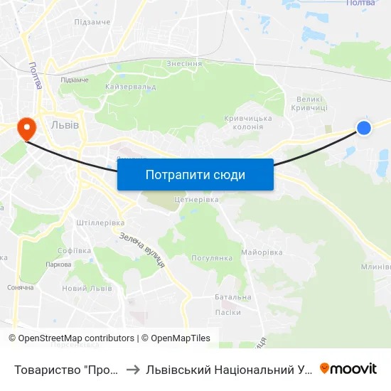Товариство "Провесінь-Агроінвест" to Львівський Національний Університет Ім. Івана Франка map