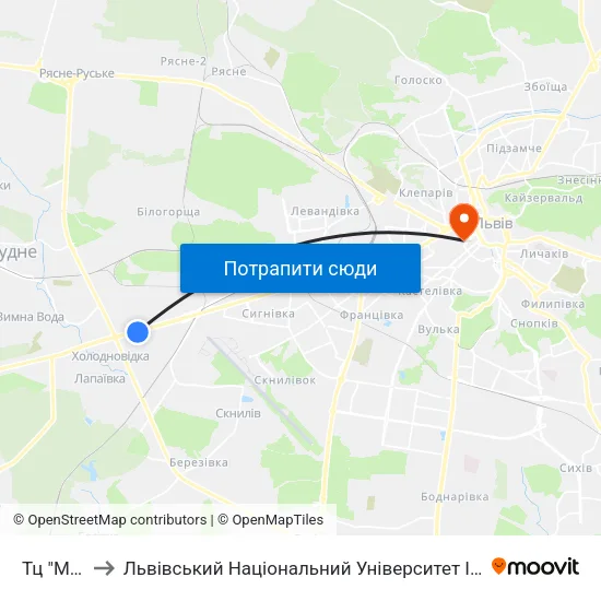 Тц "Metro" to Львівський Національний Університет Ім. Івана Франка map