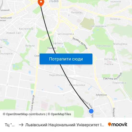 Тц "Вам" to Львівський Національний Університет Ім. Івана Франка map