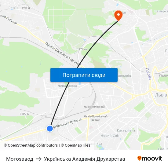 Мотозавод to Українська Академія Друкарства map
