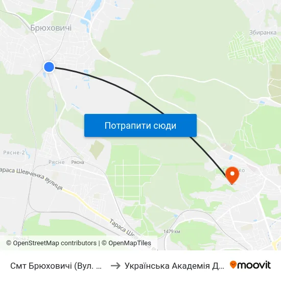 Смт Брюховичі (Вул. Смолиста) to Українська Академія Друкарства map