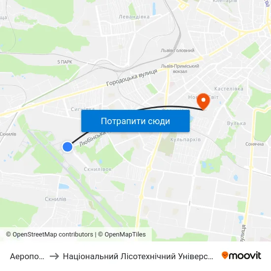 Аеропорт to Національний Лісотехнічний Університет map