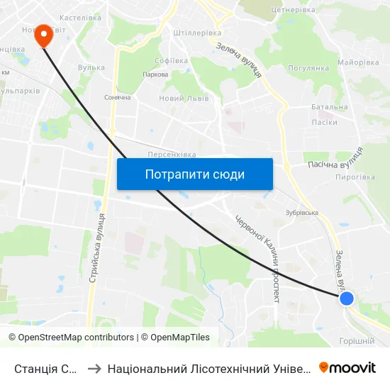 Станція Сихів to Національний Лісотехнічний Університет map